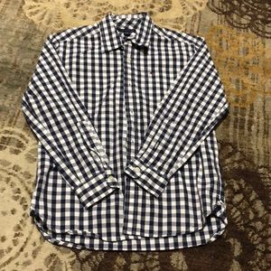 Boys blue gingham long sleeve shirt size M(8-10)